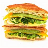 Avocado Croissant · Avocado, Hummus, Egg, Salad Greens, Cheddar