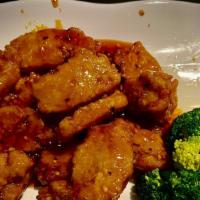 Veggie General Tao’S  Chicken ( Seiten) · Breaded Seitan with sweet & spicy general Tso's sauce . Vegan 🌱 🌶