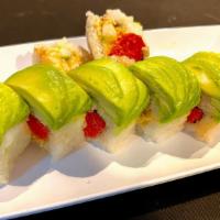 Green Dragon Roll (8) · avocado, cucumber, Soy protein and chickpeas with spicy mayo