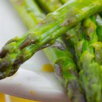 Grilled Asparagus · Sauteed and grilled, topped with Izmir sesame soy sauce