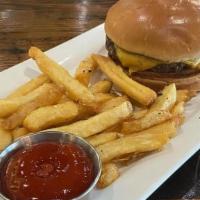 Kids Cheeseburger · Certified Angus Beef patty, american cheese, brioche bun