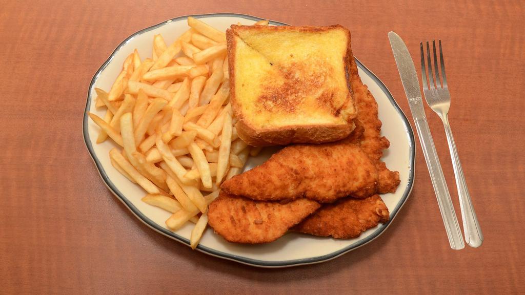 Chicken Strip Dinner · Served with french fries, coleslaw and Texas toast.