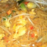 Pad Thai · Stir fried thin rice noodle with bean sprout, egg and scallion top with ground peanut.