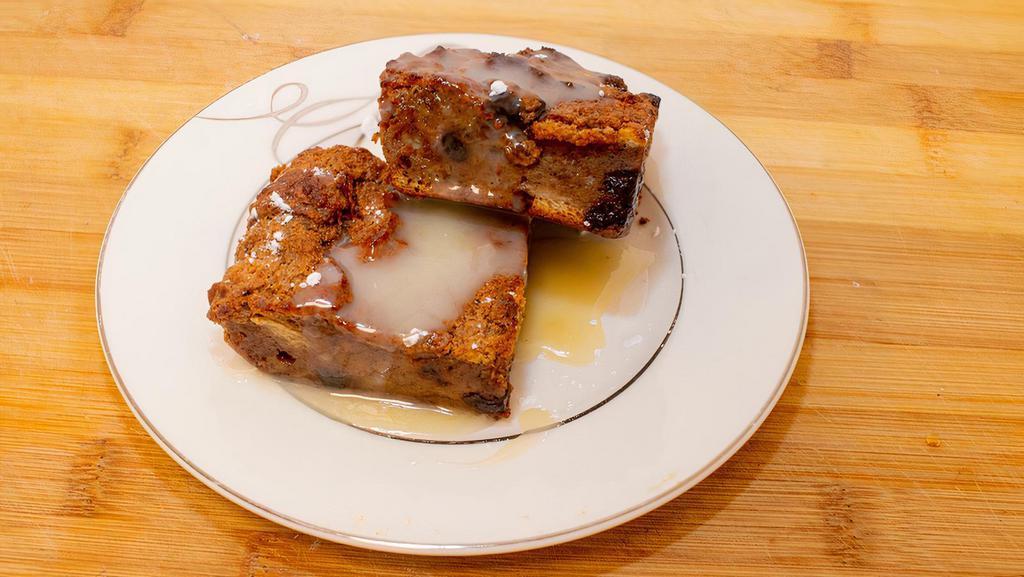 Bread Pudding · Raisins, brown sugar, cinnamon. Warm bread pudding with our delicious Rum Sauce drizzled over top