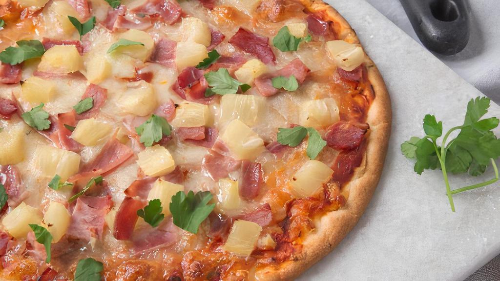 Hawaiian Pizza · Ham, pineapple, extra cheese & oregano.