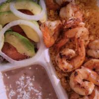 Mexican Shrimp · With rice and beans.