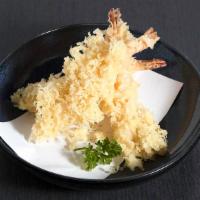 Shrimp Tempura · Shrimp tempura with eel sauce.