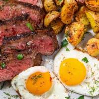 Steak & Eggs Breakfast · Two eggs any style along with a juicy 6-ounce steak. Served with home fries.