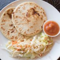 Pupusas · 2 Pieces. Cornmeal stuffed with your choice of cheese, or cheese & beans (mixed).