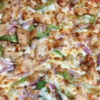 Chicken Supreme Pizza · Grilled chicken, green peppers, red onions, and mushrooms.