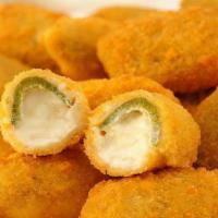 Jalapeno Poppers (8Pc) · delicious Cheddar-filled Pickled Jalapeno Poppers. Combination of using pickled jalapeno and...