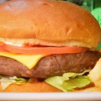 Cheeseburger · American cheese. Served on Kaiser roll combos include fries and 20 oz soda. We use 1/4 lb 10...