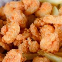 Shrimp Basket (8-10Pc) · Basket served with French fries and dinner rolls.