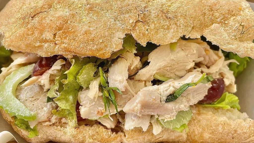 Chicken Salad · Greener Pastures Chicken, Tarragon, Aioli, Grapes, Scallion, Leaf Lettuce. Served on a bagel of your choice!