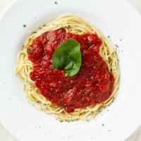 Spaghetti · Fresh pasta served with our marinara sauce.