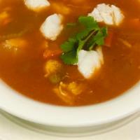 Maryland Crab Soup · Spicy and delicious with lump crab meat and fresh vegetables, Maryland's favorite.