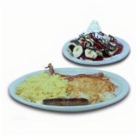 Nutella Crepe Combo · Choose your crepe flavor, served with two eggs your way, two bacon strips or two pork sausag...