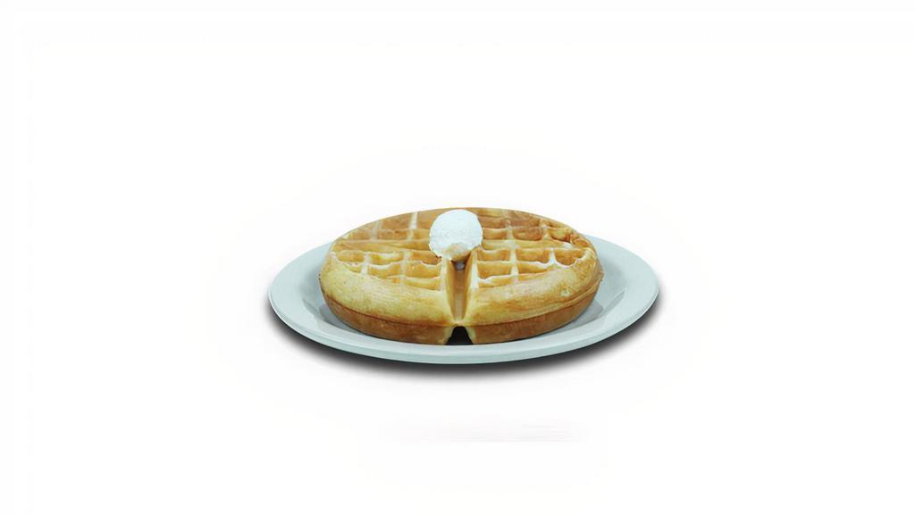Waffle · Belgian Waffle topped with butter and served with maple syrup.
