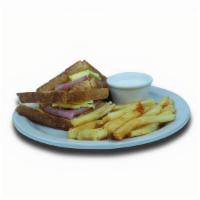 Jr Ham & Egg Melt · Eggs, ham, and American cheese on White toast. Served with French fries.