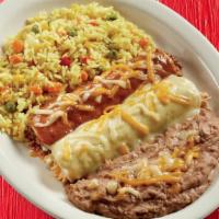 Enchilada Plate · Choose any two enchiladas, sauces with a choice of two sides.. {GF -cheese, chicken, grilled...