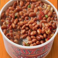 Borracho Beans · Pinto beans cooked with beer, bacon, pico de gallo, and seasonings.. {DF}