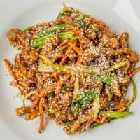 Crispy Beef · Crispy shredded beef with carrots, celery in-house special sauce.