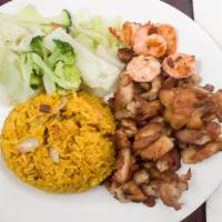 Chicken & Shrimp Teriyaki · Grilled Chicken and Shrimp Teriyaki served over your choice of (up to) 2 sides.