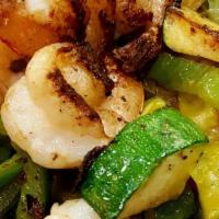 Shrimp Fajitas · Sauteed onions, red pepper, green pepper, grilled and succhini, served with 4 flour tortilla...