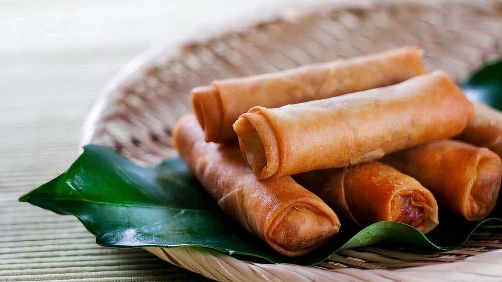Egg Roll (6Pcs) · 6 pieces of deep-fried homemade vegetable egg rolls (spring rolls). Served with sweet and sour sauce.