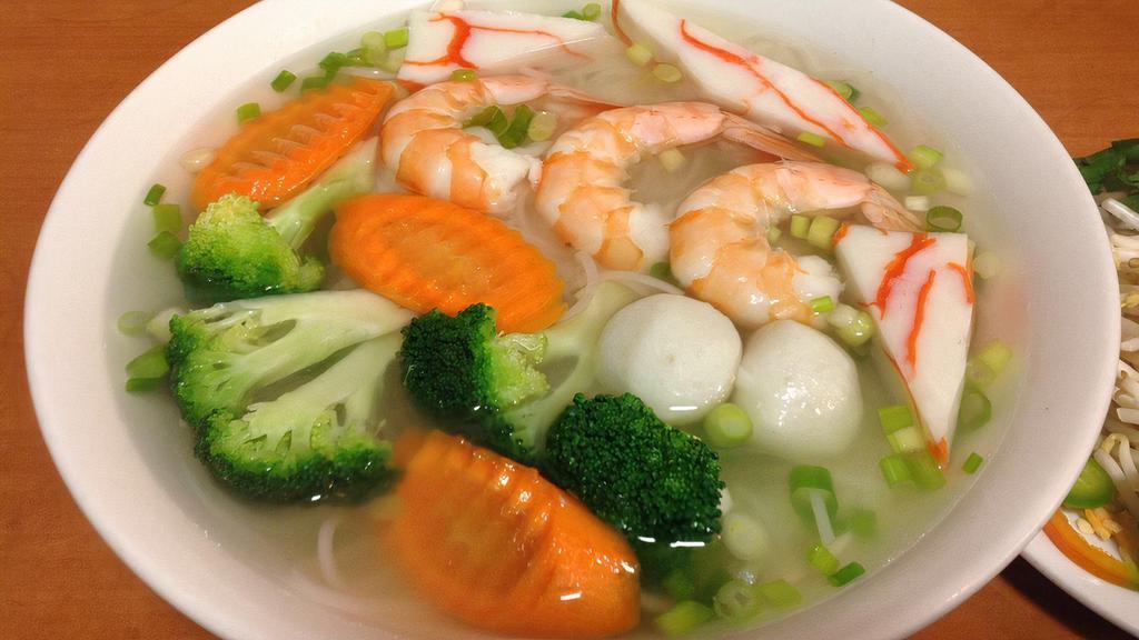 Seafood · Shrimp, Fish Ball, crab, carrot, broccoli.