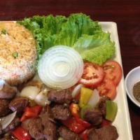 Filie Mignon Steak Chunks / Com Bo Luc Lac · Served with steamed rice. A.K.A 