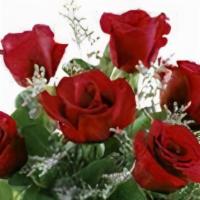 1/2 Dozen Roses · 1/2 (6 roses) dozen red or pink upon availability. Designed in a vase with greenery and fill...