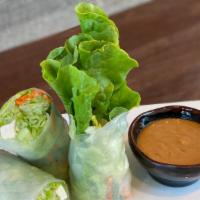 Salad Rolls (2) · Rice paper wrapped with green leaf lettuce, rice noodle, carrot, iceberg, Tofu and beansprou...