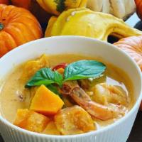 Pumpkin Curry · Medium. Gluten free.  Thai pumpkin curry with chicken and creamy flavorful coconut red curry...