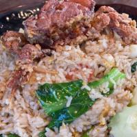 Crab Fried Rice · Fried Rice with Real crab meat and Softshell crab on top