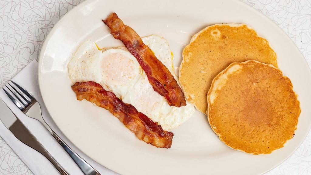#5. Silver Dollar Special Breakfast Special · 2 Silver Dollar Pancakes - 2 Eggs - 2  Bacon or 2 Sausage - Hot Coffee or Tea.