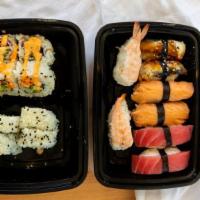 Sushi Combo · Nigiri Sushi (8 pcs), California (4 pcs), and Spicy Tuna (4 pcs).