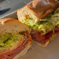 Italian Cold Cut · Capicola and Genoa salami with banana peppers, red onions, provolone, lettuce, tomato and It...