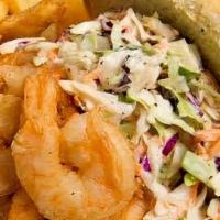 Shrimp Po’ Boy · Fresh shrimp, lightly dusted, flash-fried & piled high on a Kaiser Roll or Brioche Bun. Driz...