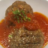 Homemade Meatballs · Homemade meatball in our homemade marinara sauce!! Cant go wrong with that.