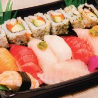 Sushi Deluxe · Assorted of 10 pieces with California roll or tuna roll.