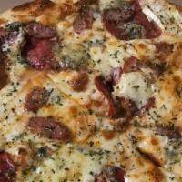 Meat Lover'S Pizza (12 Inches) · Italian sausage, ground beef, pepperoni, imported ham, Canadian bacon, Italian salami and ex...