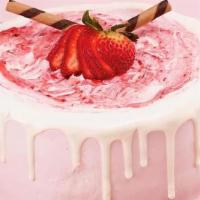 Strawberry Shake · Vanilla bread, sauced in three strawberry milks, stuffed with strawberry mousse and a tasty ...
