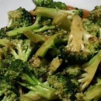 Broccoli With Oyster Sauce · Fresh broccoli sautéed with mushrooms and our special oyster sauce.