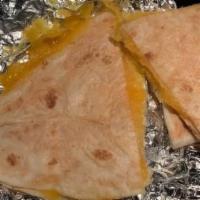Quesadilla · Melted Cheese in a fresh 10 inch tortilla.  Proteins optional