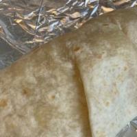Burrito · Served with rice, refried beans, burrito sauce and cheese.