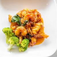 Basil Paradise Shrimp · Medium. Lightly dusted Shrimp with steamed broccoli and basil in a spicy exotic brown sauce.