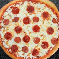 Paola'S Pepperoni Pizza · Pepperoni and mozzarella cheese baked on a hand-tossed dough