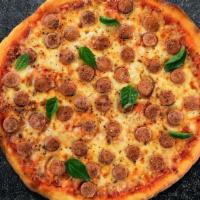 Save The Sausage Pizza · Italian sausage, mozzarella, marinara, chopped garlic, fresh basil, and extra virgin olive o...