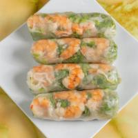 Spring Rolls · Lean pork, shrimp, vermicelli and fresh vegetables hand rolled in rice paper served with pea...